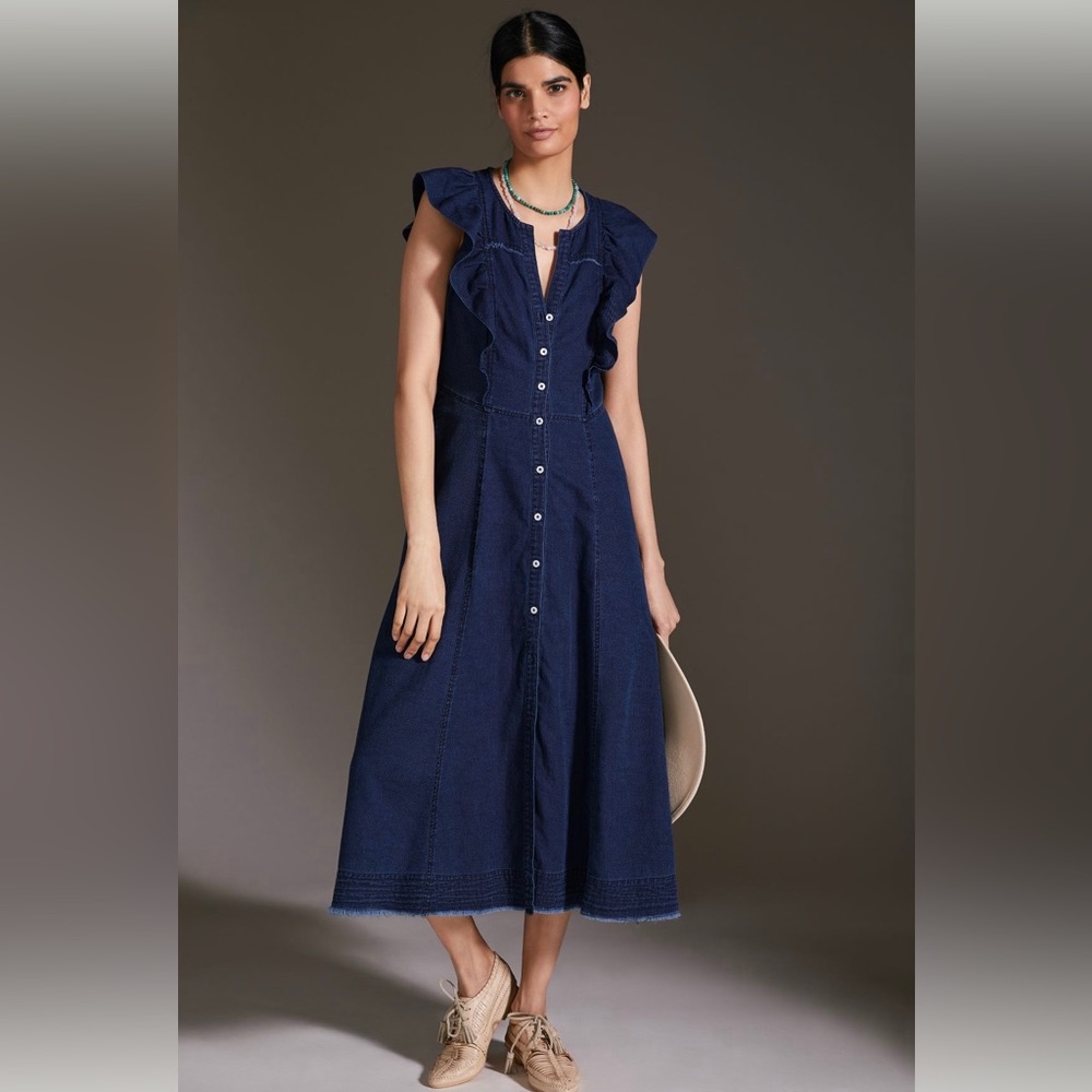 Anthropologie Pilcro Sustainable Ruffle Sleeve Maxi Dress